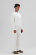 Basic Bisiklet Yaka Oversize Sweatshirt Ekru