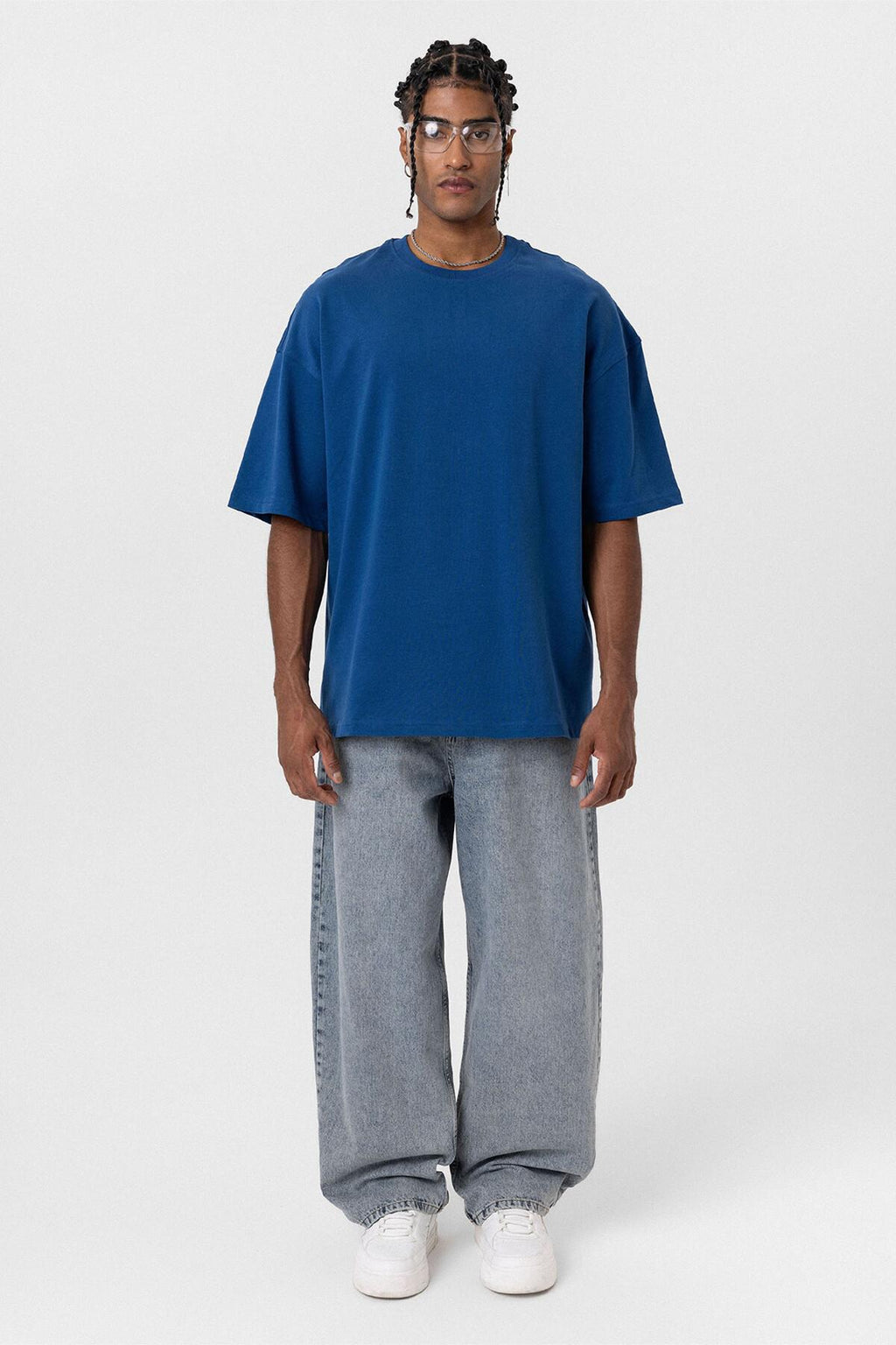 Basıc Oversize Tişört İndigo