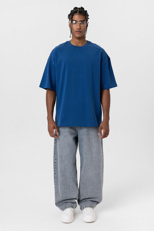 Basıc Oversize Tişört İndigo